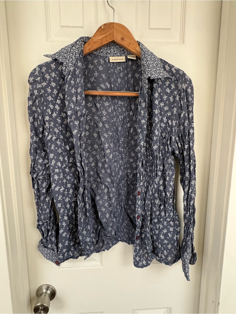 Analogy Blue Floral Button-Down Women's Shirt